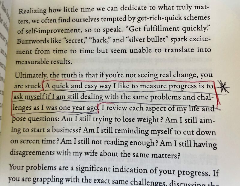 Measuring progress — highlighted passage from The Process